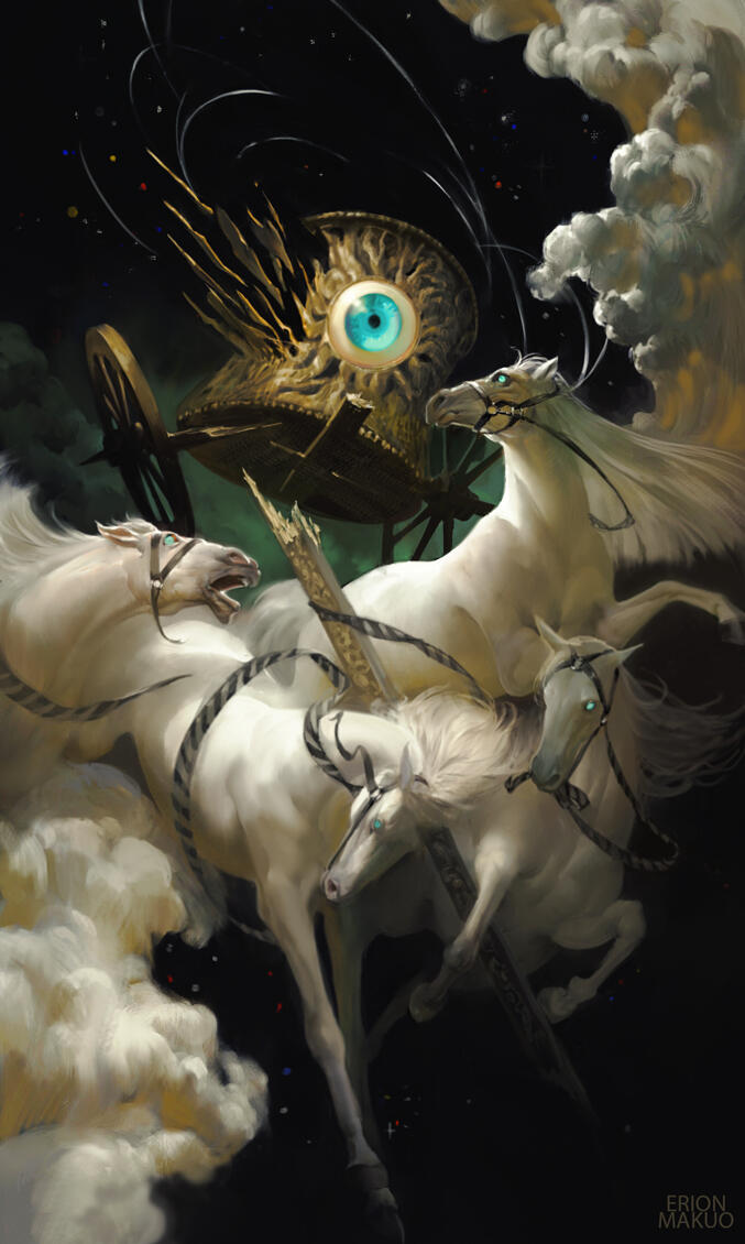 CHARIOT. For Corrupted Tarot by Wyrmwood. AD: Stephanie Cost